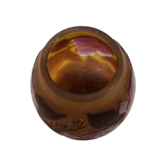 Signed Gallé  Cameo Amber Glass Vase - Picture 3 of 6